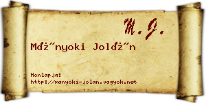 Mányoki Jolán névjegykártya